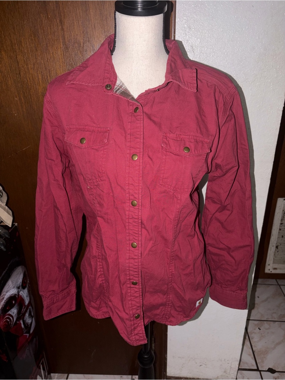 Carhartt For Women Dark Red Flannel Lined size s 4/6